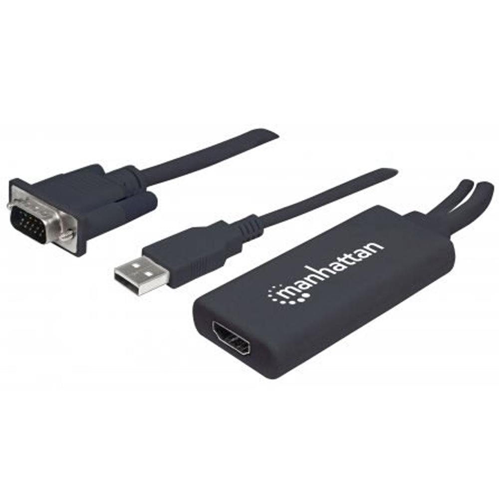 MANHATTAN CONVERSOR VGA Y USB MACHO A HDMI HEMBRA