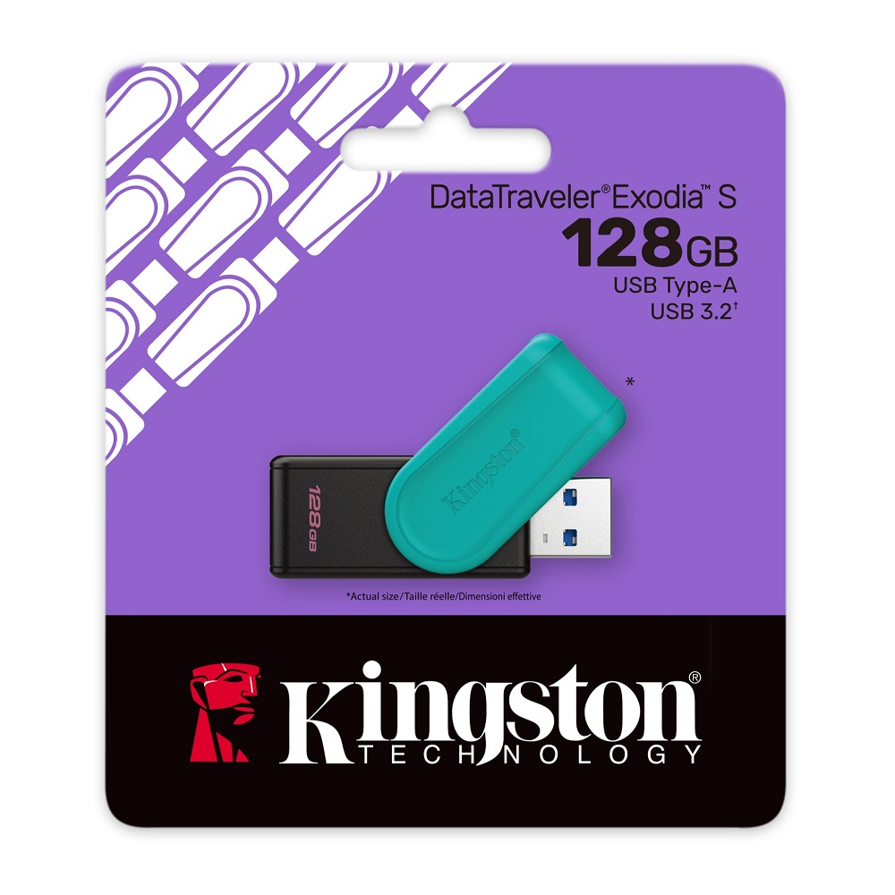 Imagen de KINGSTON PENDRIVE EXODIA S 3.2 BLACK TURQUESA DTXS/128GB