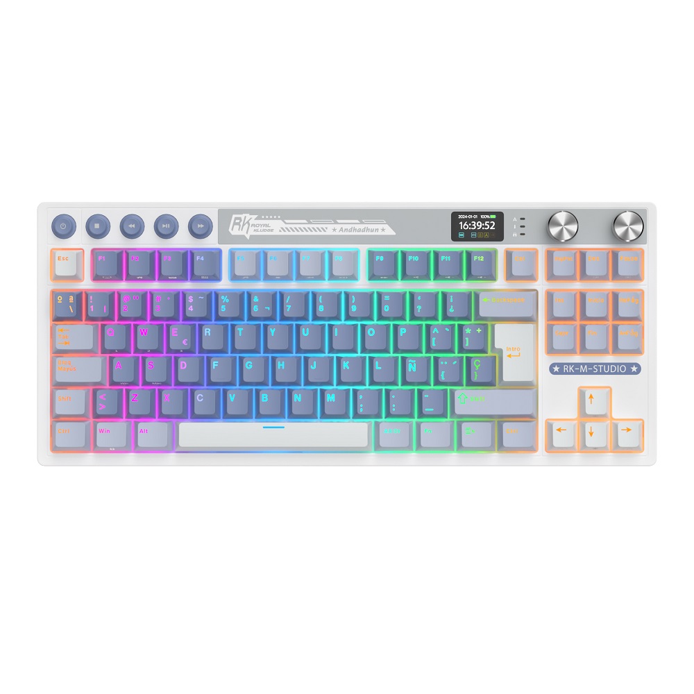 RK ROYAL KLUDGE TECLADO M87 OCEAN BLUE CREAM SWITCH
