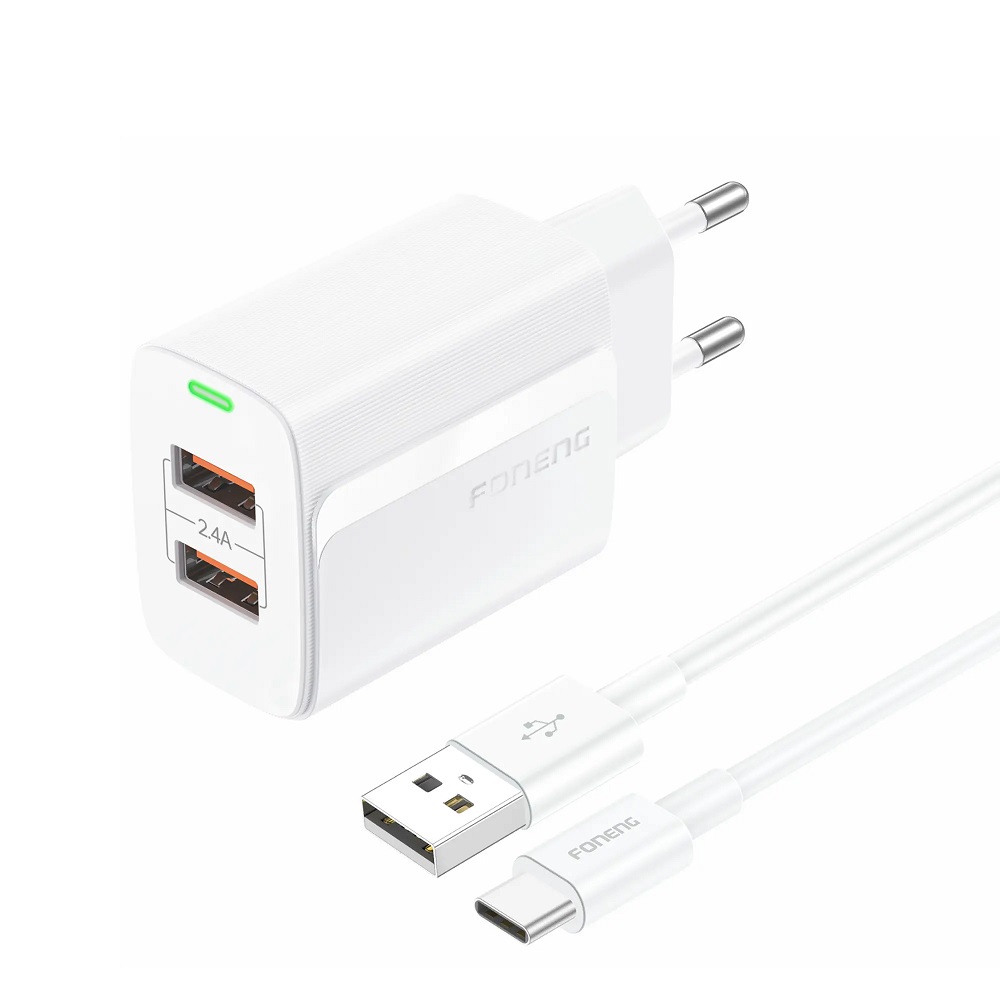 FONENG CARGADOR USB-C 2.4A 2 USB EU63