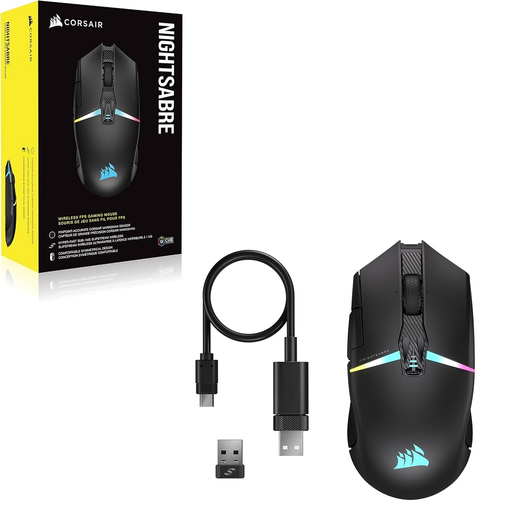 Imagen de CORSAIR MOUSE NIGHTSABRE WL-BLK-RGB CH-931B011-NA