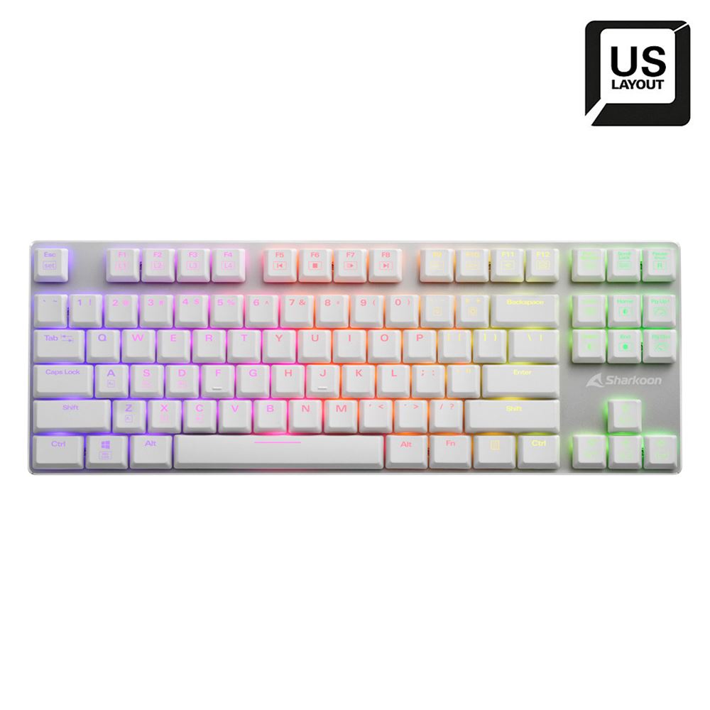 Imagen de SHARKOON TECLADO PUREWRITER TKL KAILH RED US LOW PRO RGB WHITE 4044951034284