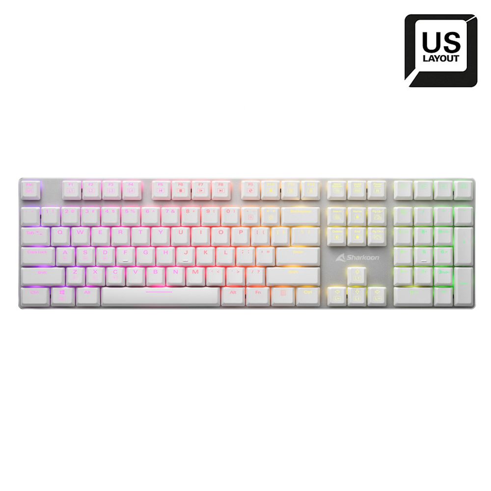 Imagen de SHARKOON TECLADO PUREWRITER RGB BLUE US LOW PRO WHITE 4044951034277
