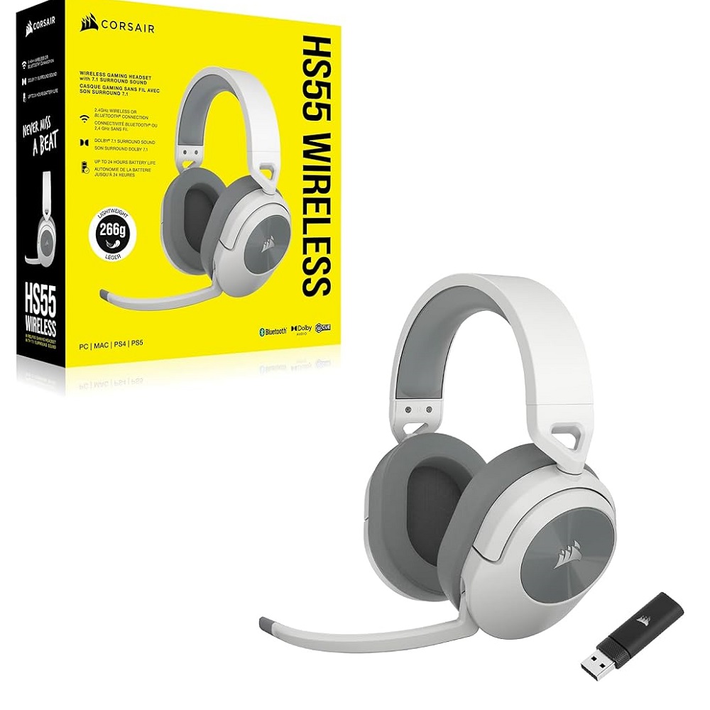 Imagen de CORSAIR VINCHA HS55 WIRELESS WHITE CA-9011281-NA