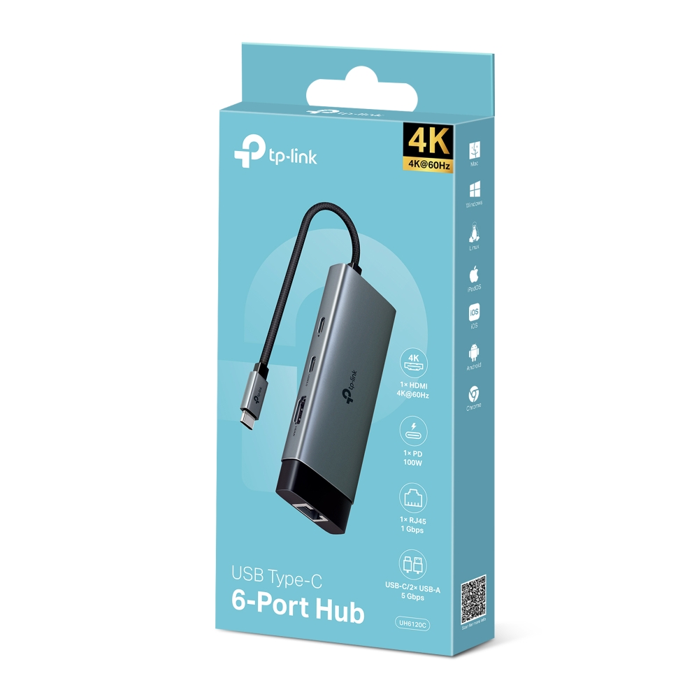Imagen de TP-LINK HUB USB-C UH6120C 6 EN 1