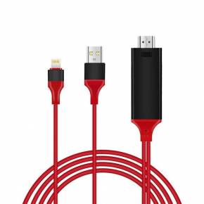 BOJECHER LIGHTNING CABLE A HDMI AND USB ROJO