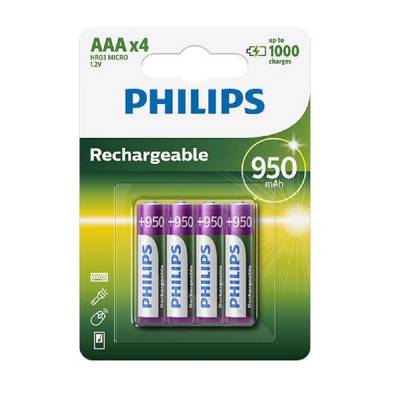 PHILIPS PILAS RECARGABLE AAA X4 950MAH R03B4A95/97