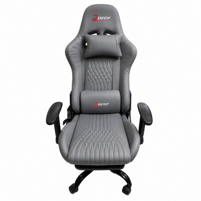 SILLA ERGONOMICA C/APOYA PIES CUERO GRIS